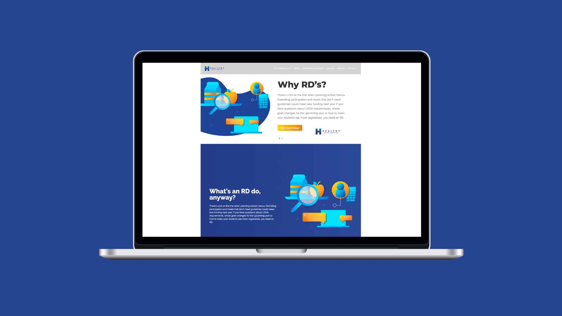 Healthy Menu Services desktop website display Agency877