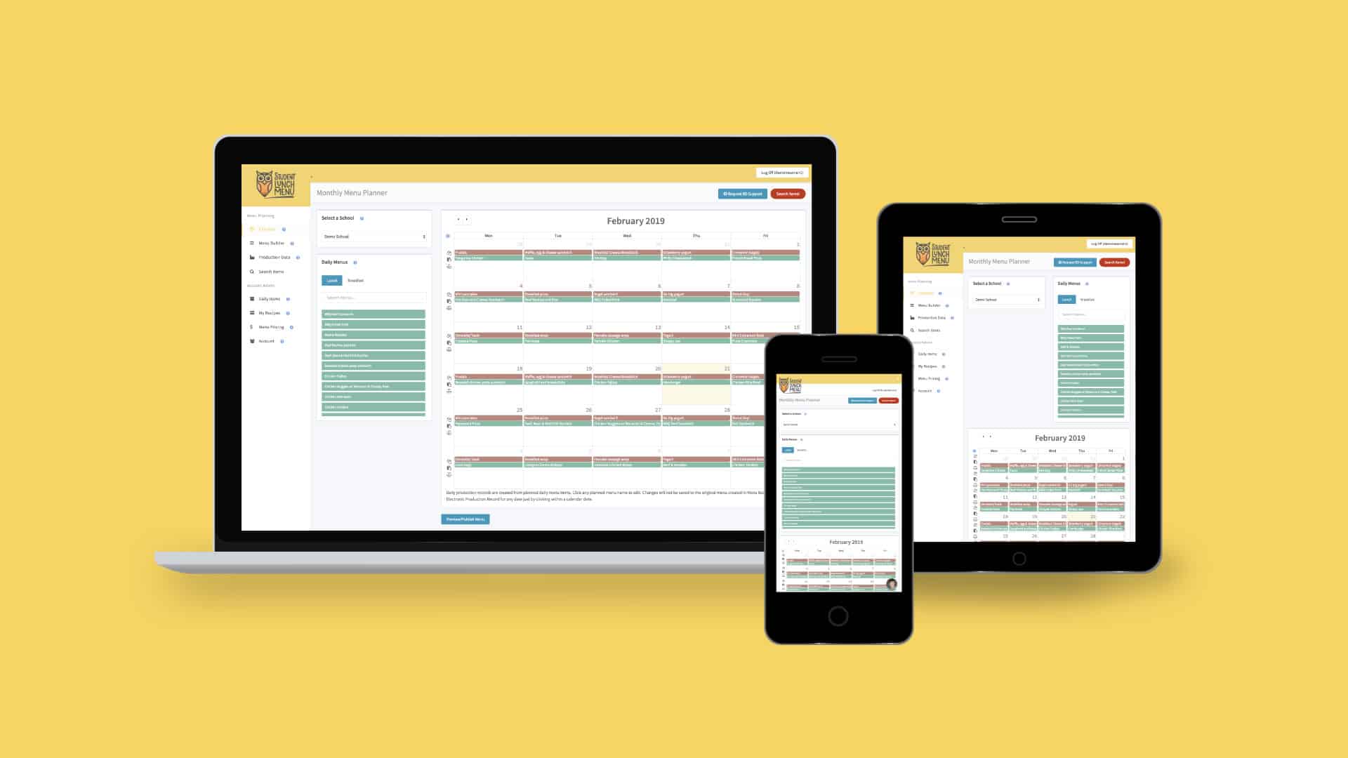 Student Lunch Menu menu planning scheduling software