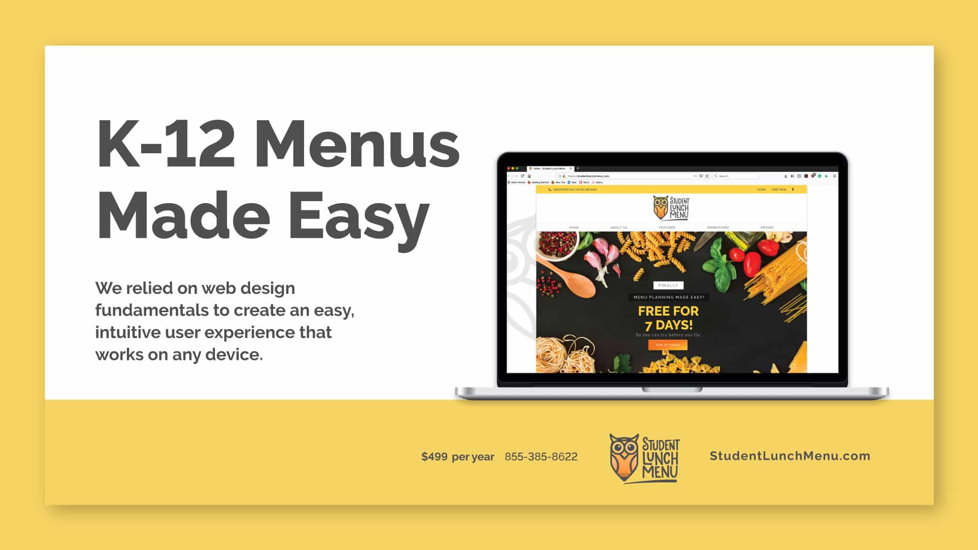 Student Lunch Menu Web advertisement Agency 877