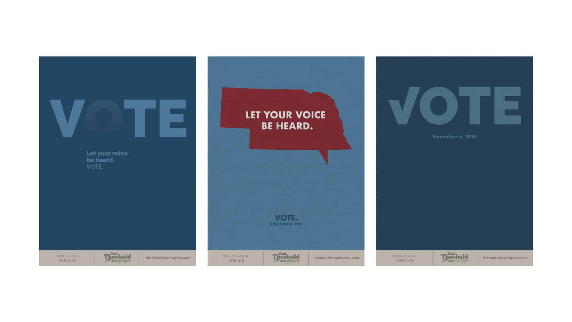877’s promotional print posters for Paul Theobald’s campaign