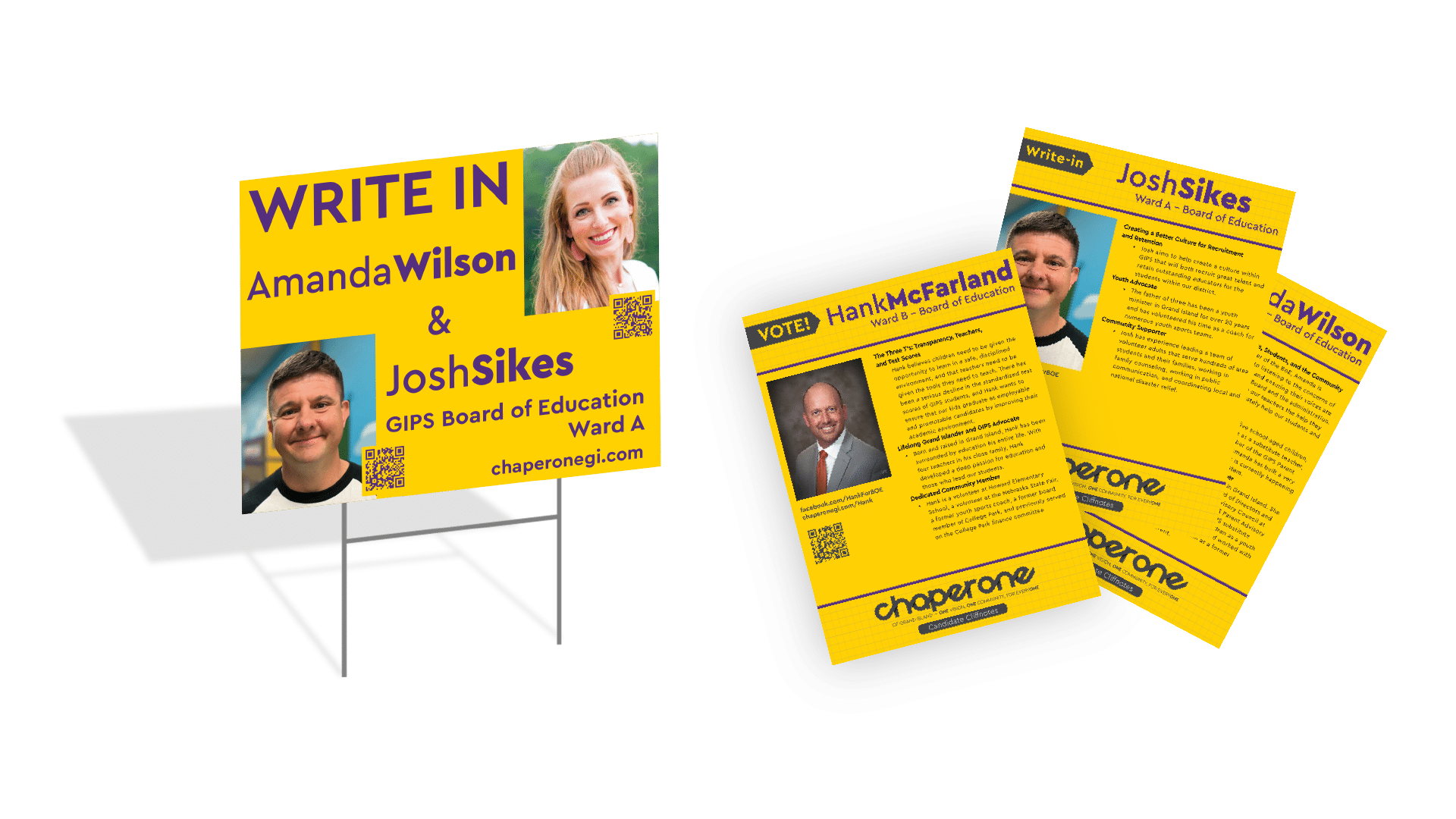 Yard signs and handouts